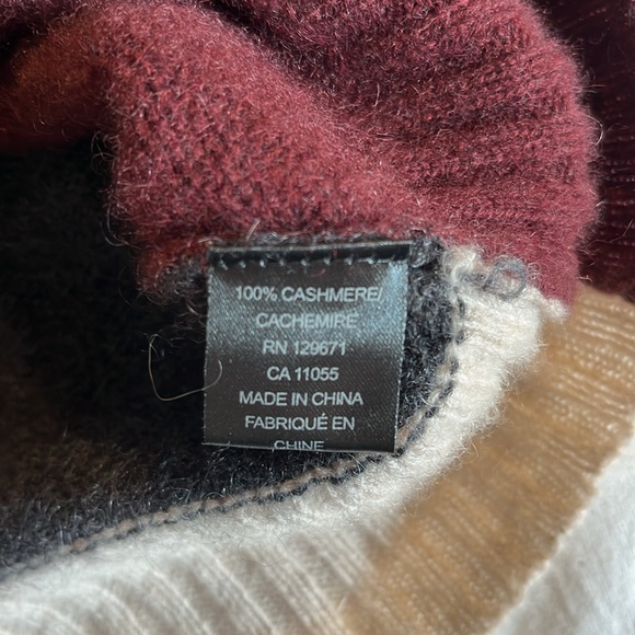 Burgundy, Grey, Tan 360 Cashmere Sweater - Picture 7 of 9